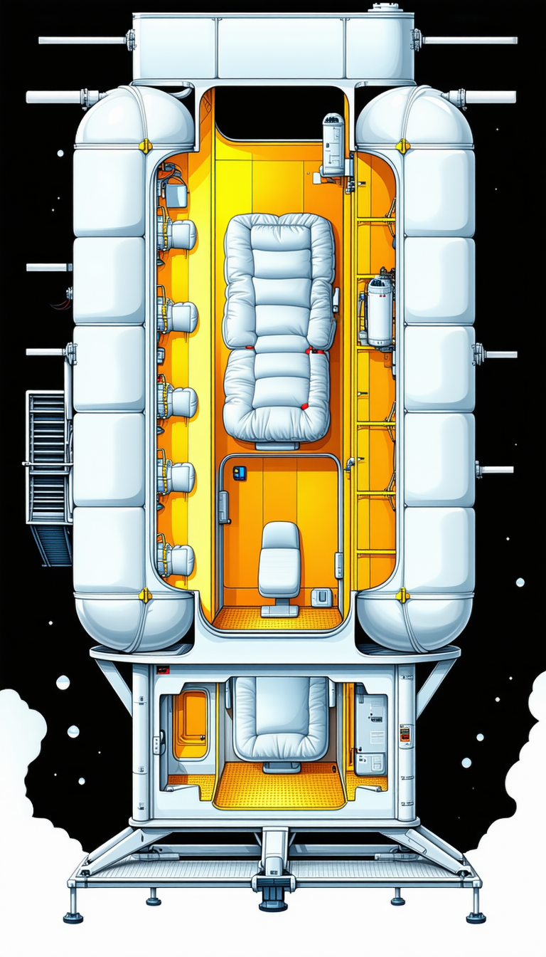The Image Is A Cartoon Drawing Of A Large White Boat With A Yellow Interior