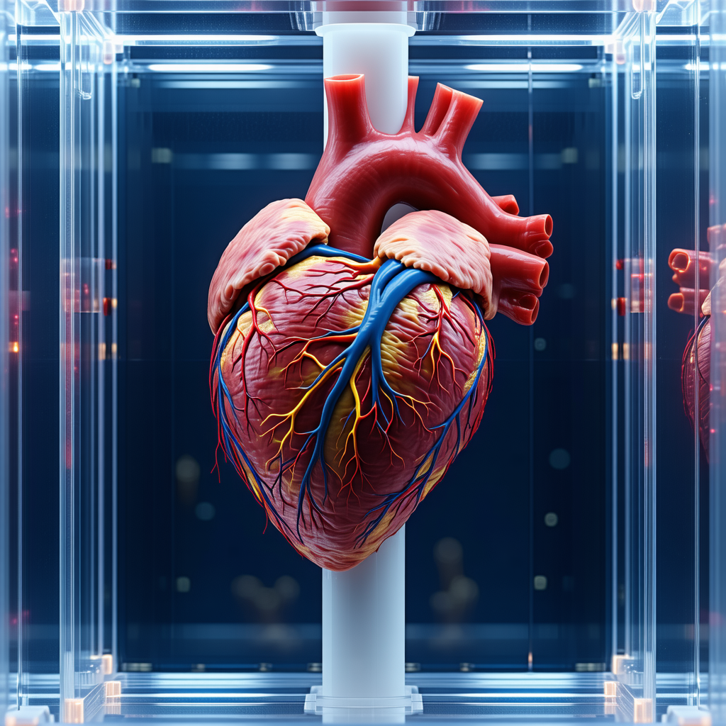 A Heart Is Displayed In A Glass Case, Showcasing Its Intricate Structure And Design
