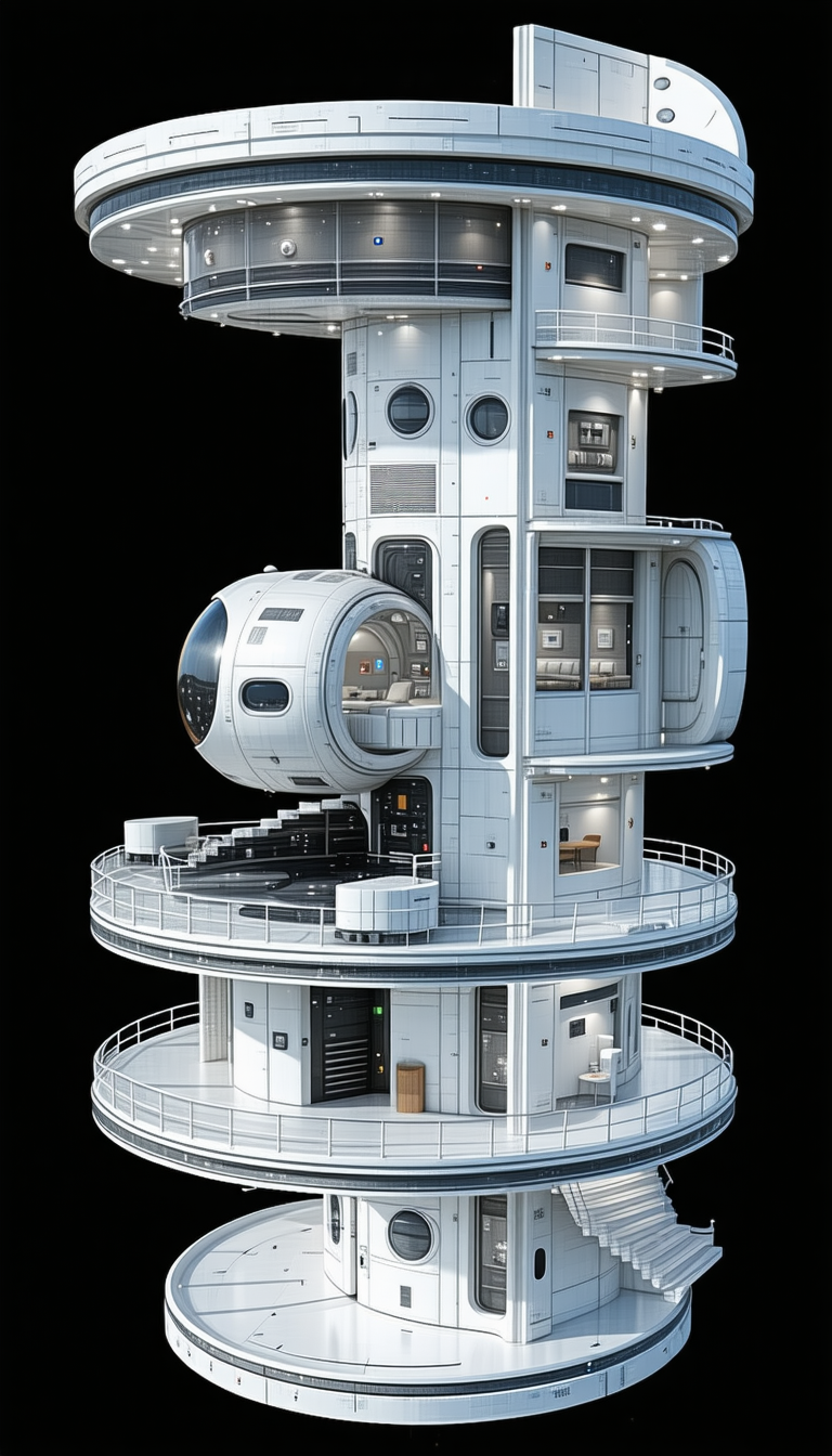 A Futuristic Building Is Depicted In A Black And White Image