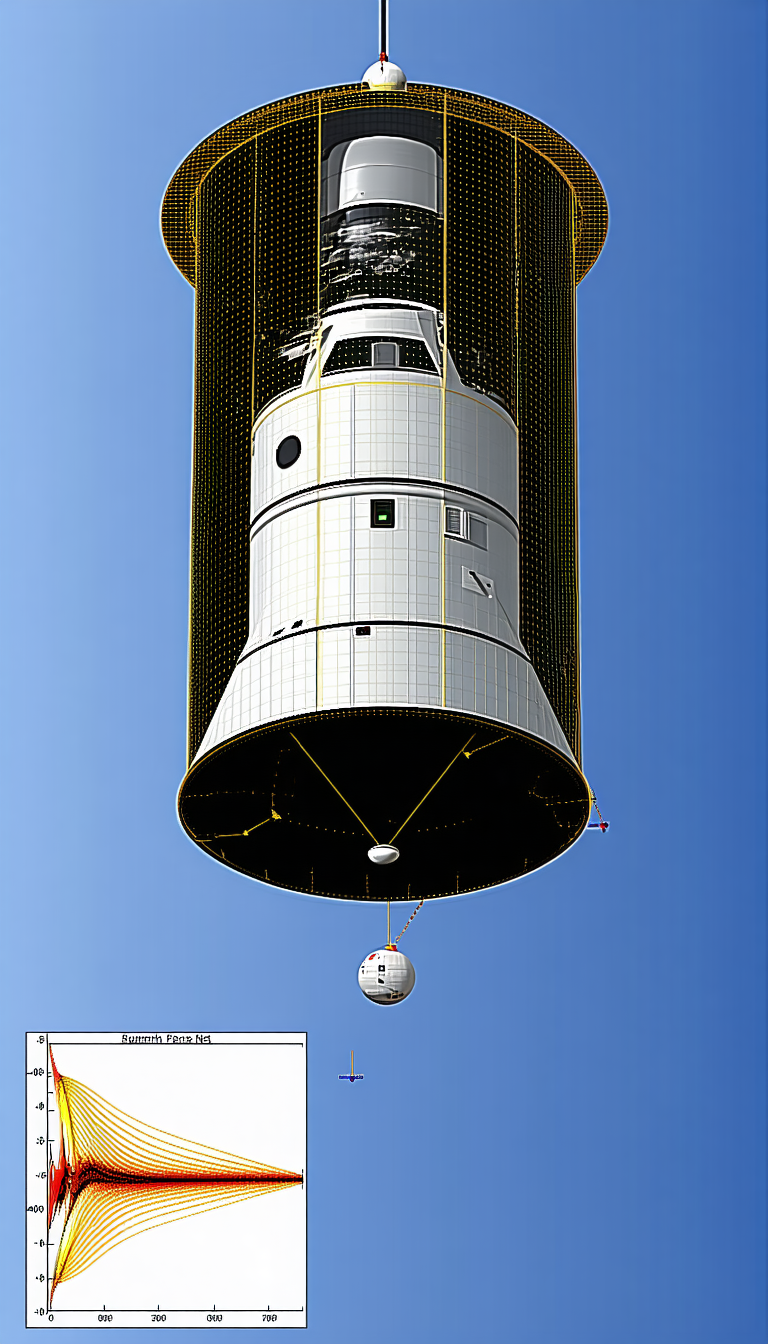 A Space Shuttle Is Shown In A 3d Model, With A Blue Sky Background
