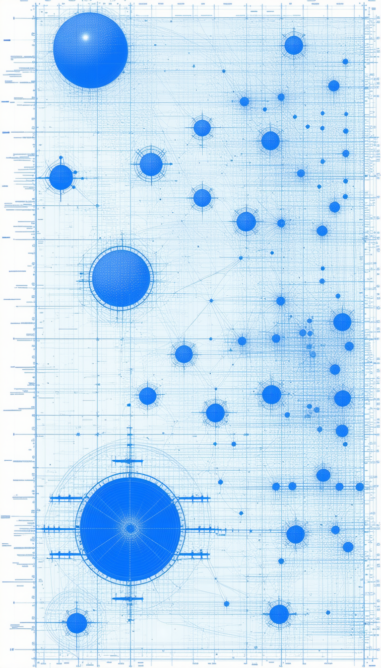 A Blue And White Drawing Of A Circle Is Displayed