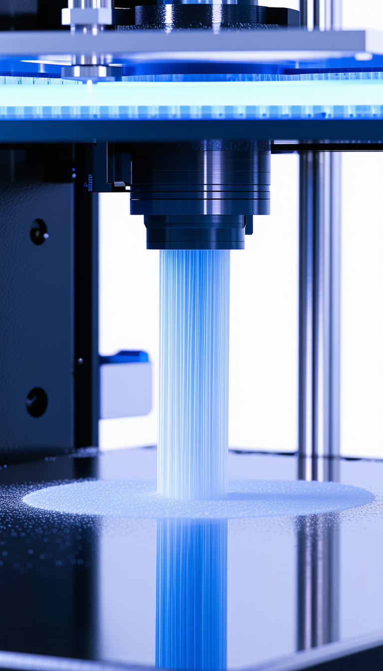 A Machine Casting A Blue Liquid, Possibly Plastic, Into A Mold