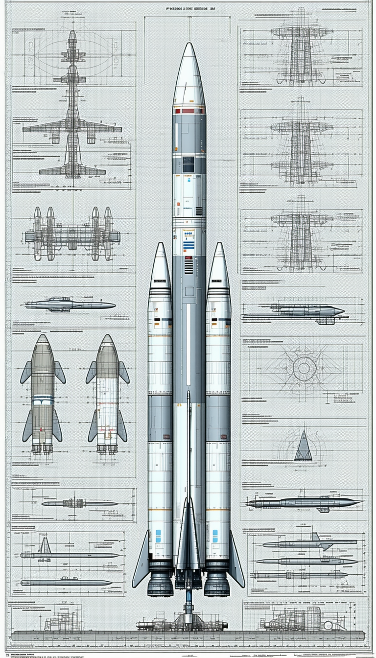 A Large Drawing Of A Rocket Ship Is Displayed On A Piece Of Paper