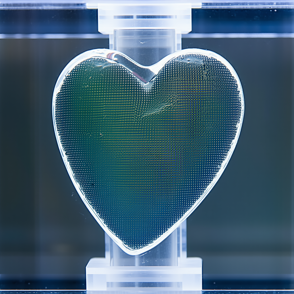 A Heart-shaped Object Is Displayed In A Glass Case