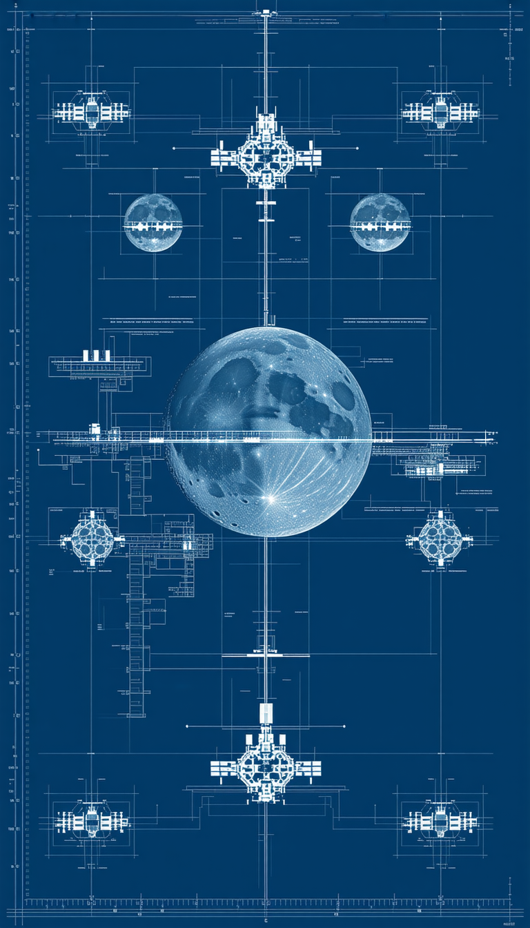 A Blue And White Drawing Of A Moon Is Shown