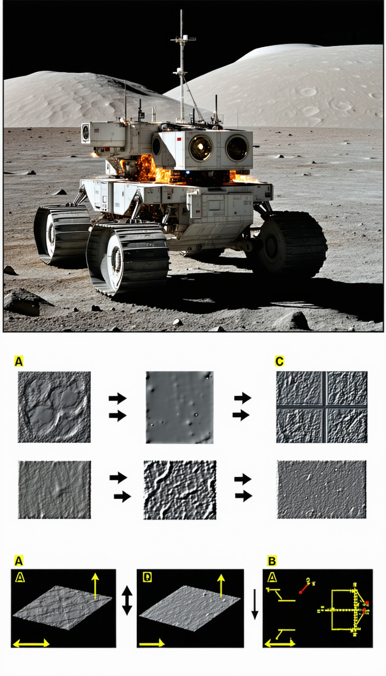 The Image Is A Collage Of Various Pictures Of A Robotic Vehicle, Likely A Rover, On A Rocky Surface