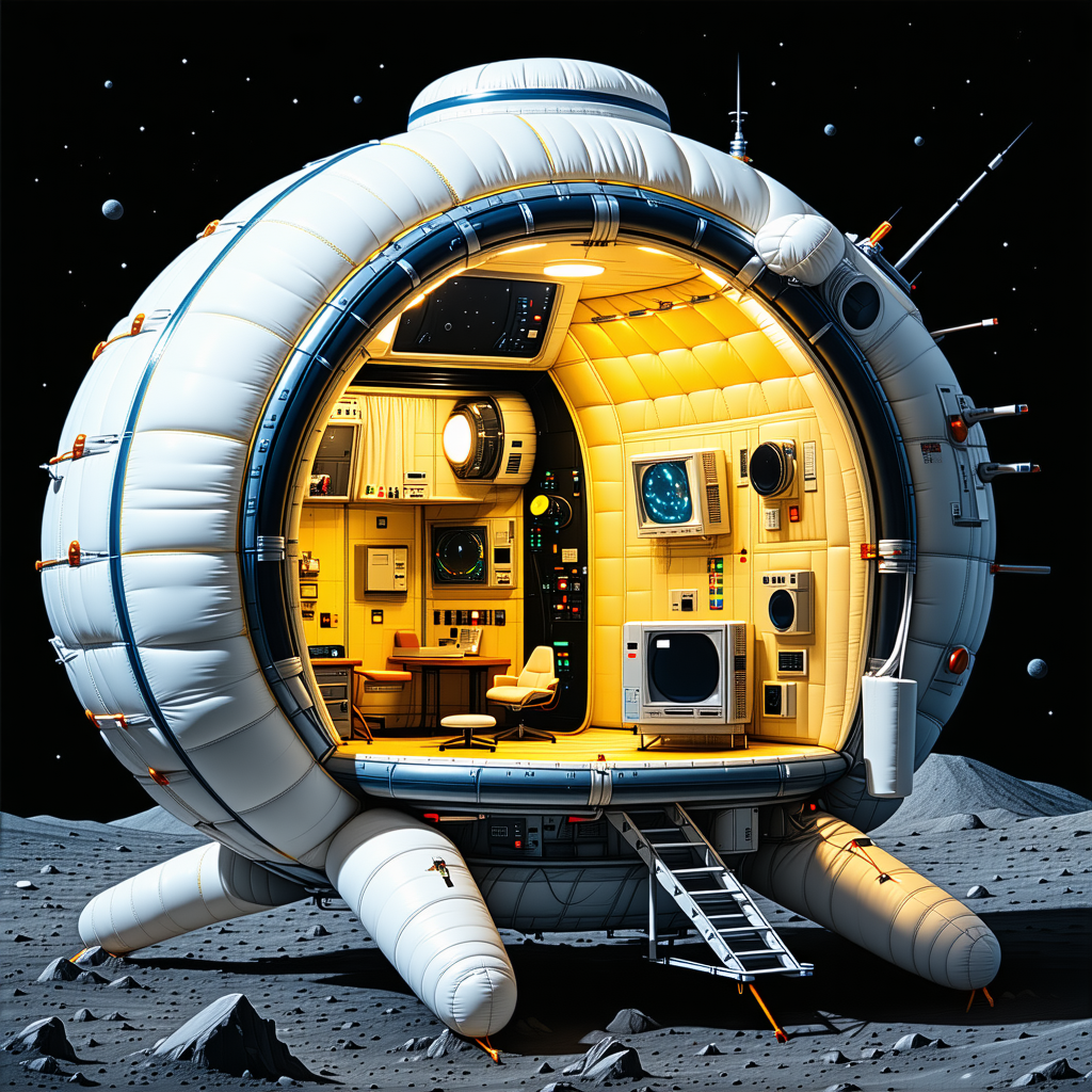 A Futuristic Spacecraft With A Large White Dome On Top