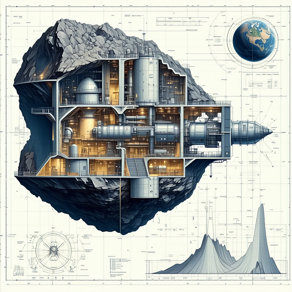 A Large, Futuristic Space Station Is Depicted In A Detailed Drawing