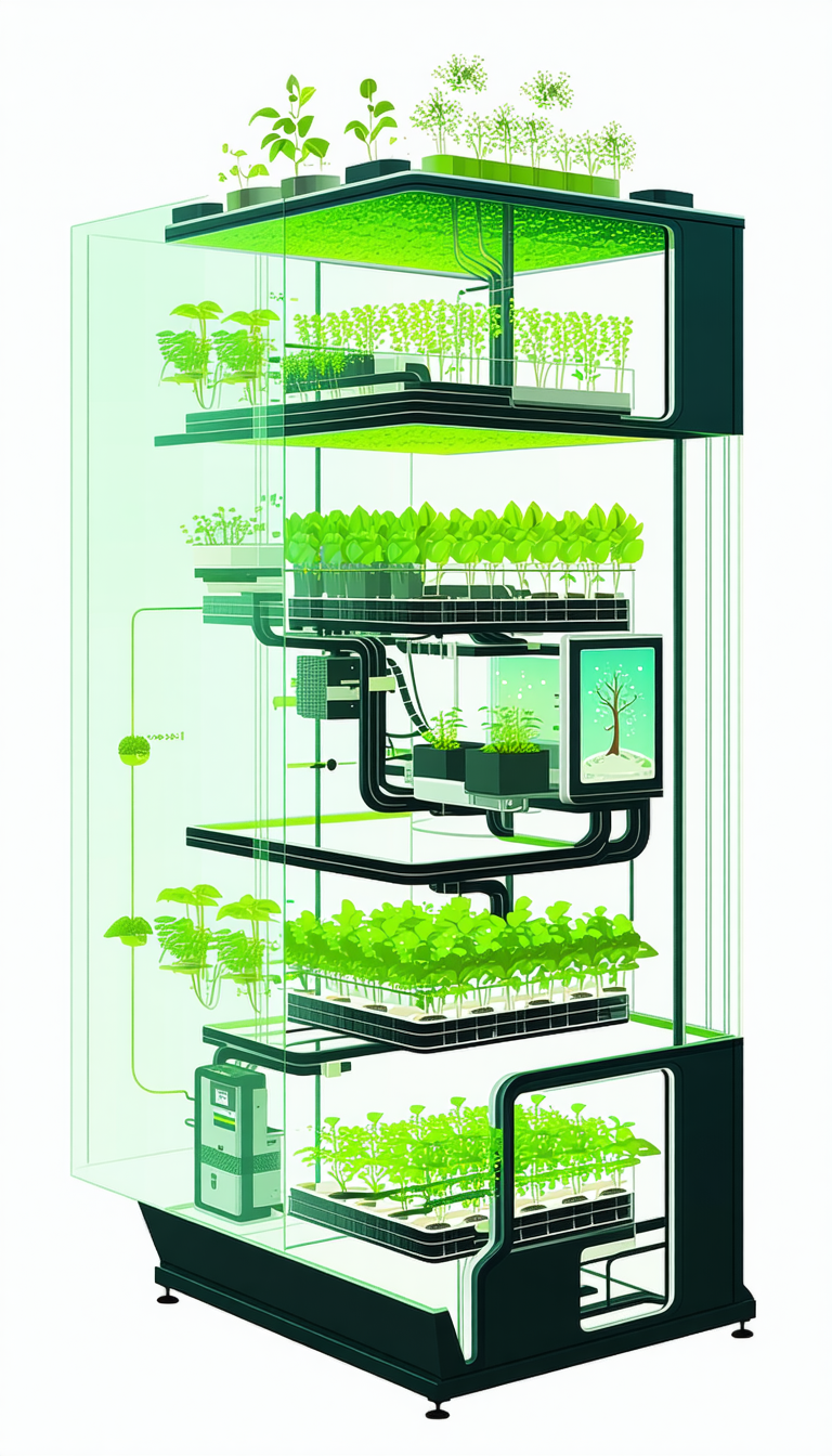 A Large, Multi-layered Greenhouse Filled With Various Plants