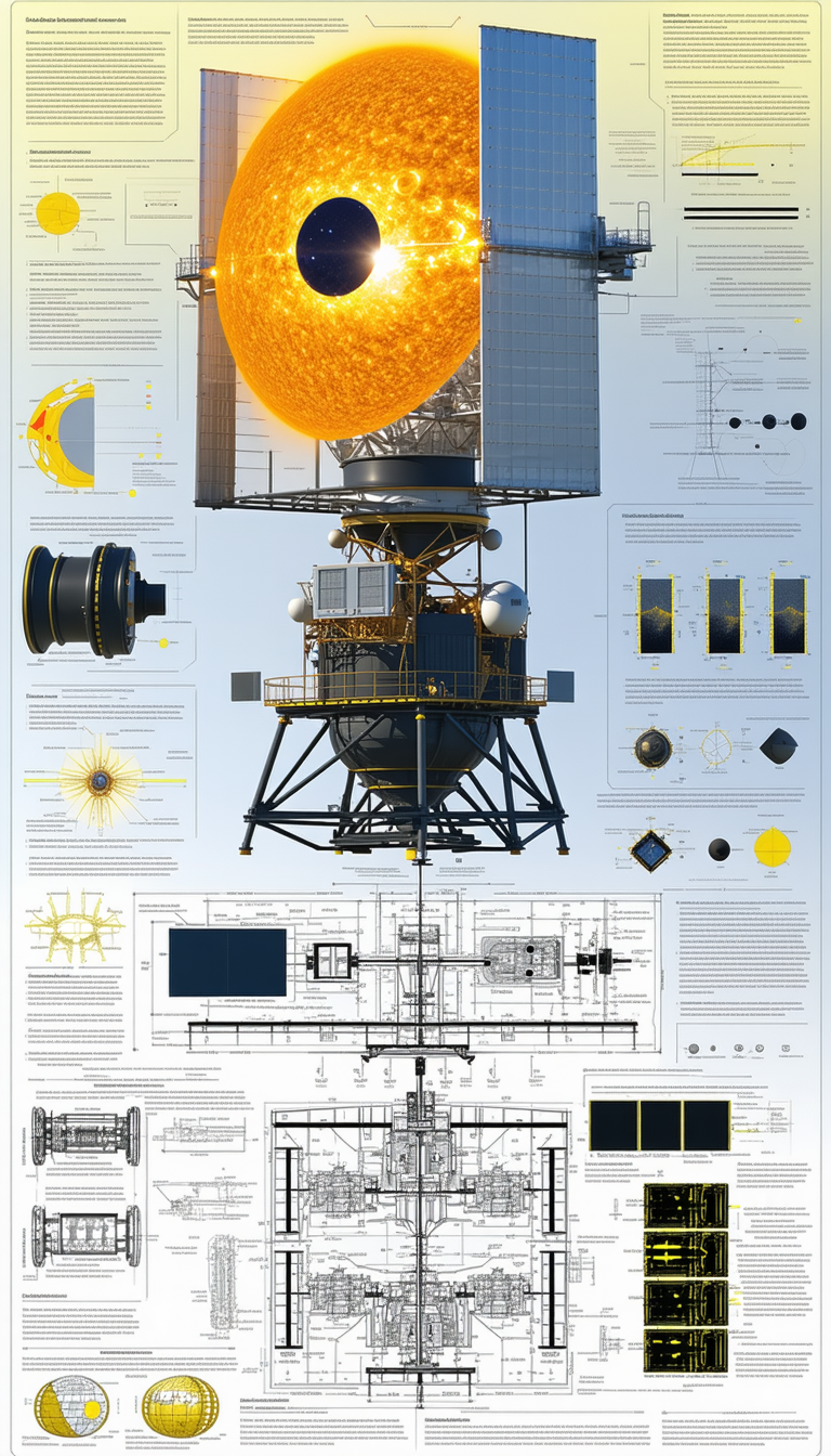 A Large Spacecraft Is Shown In A Diagram, With A Large Sun In The Center
