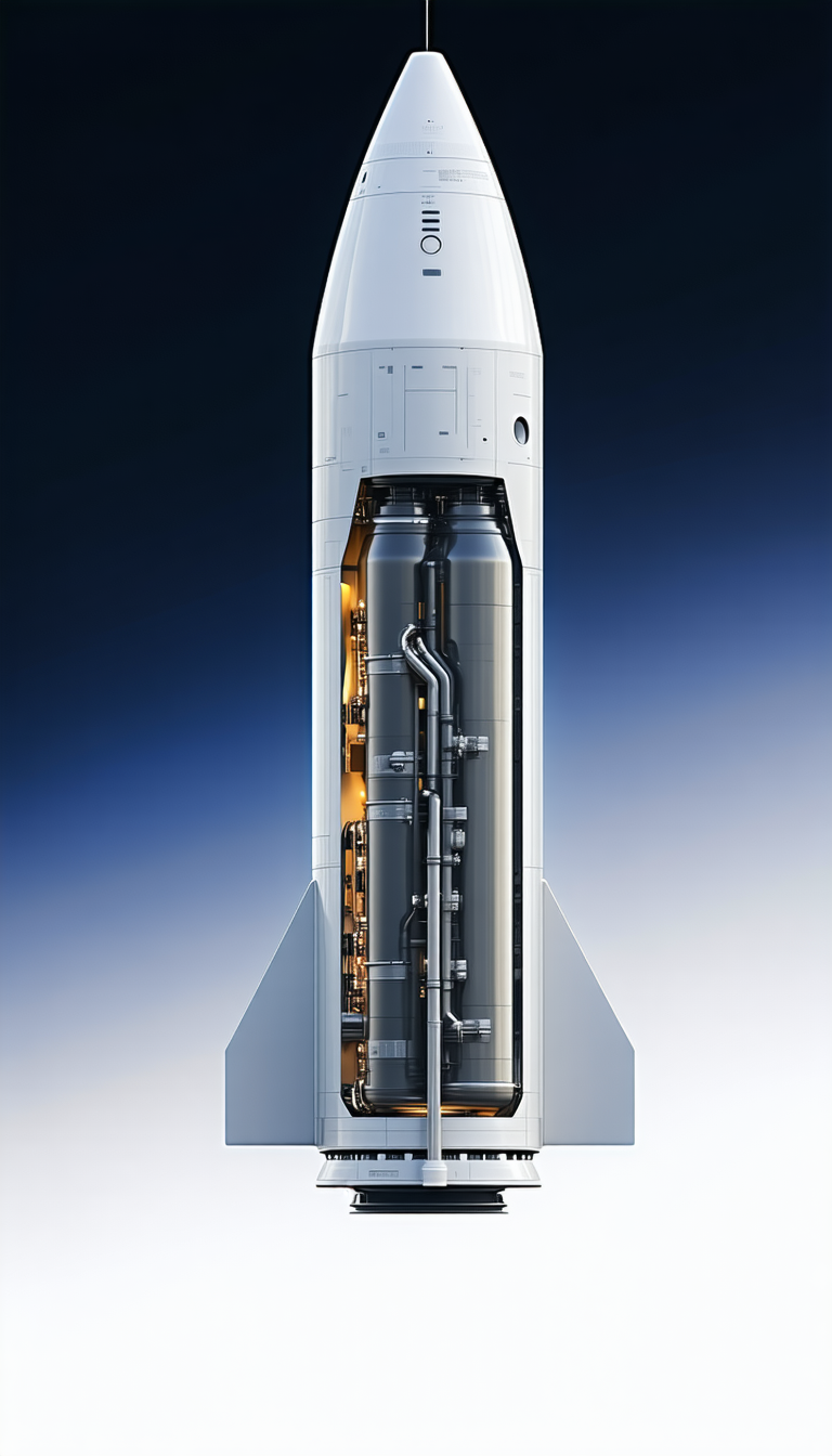 A Rocket Is Shown In A Close-up View, With Its Engine And Fuel Tanks Visible