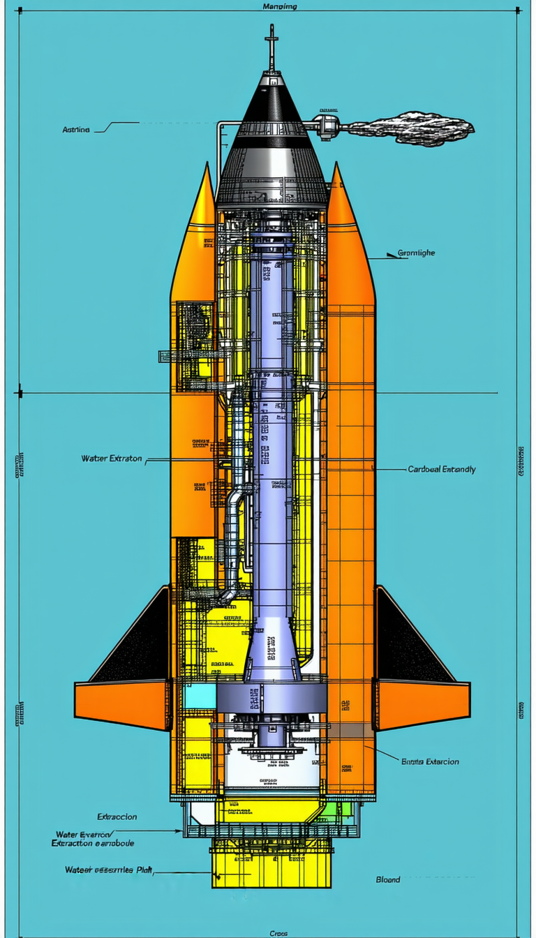 The Image Is A Detailed Illustration Of A Rocket Ship, Showcasing Its Various Components