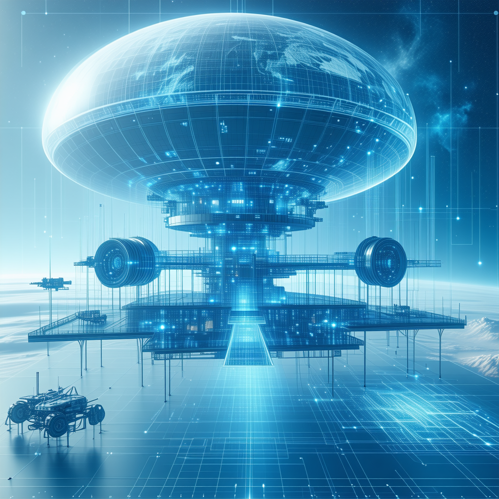 A Futuristic Space Station With A Large Dome-shaped Structure At Its Center