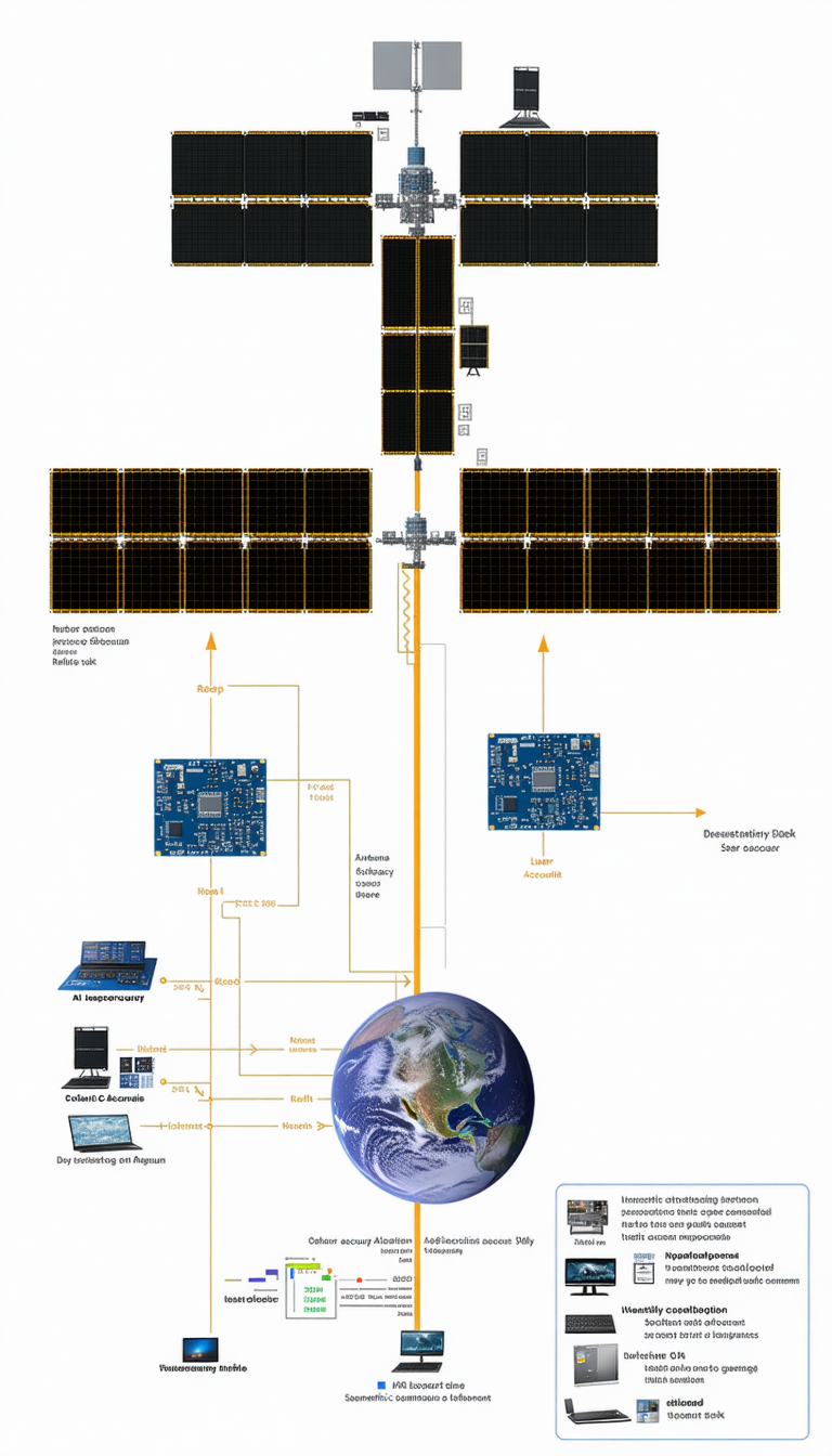 The Image Is A Diagram Showing The Relationship Between A Laptop Computer And A Satellite