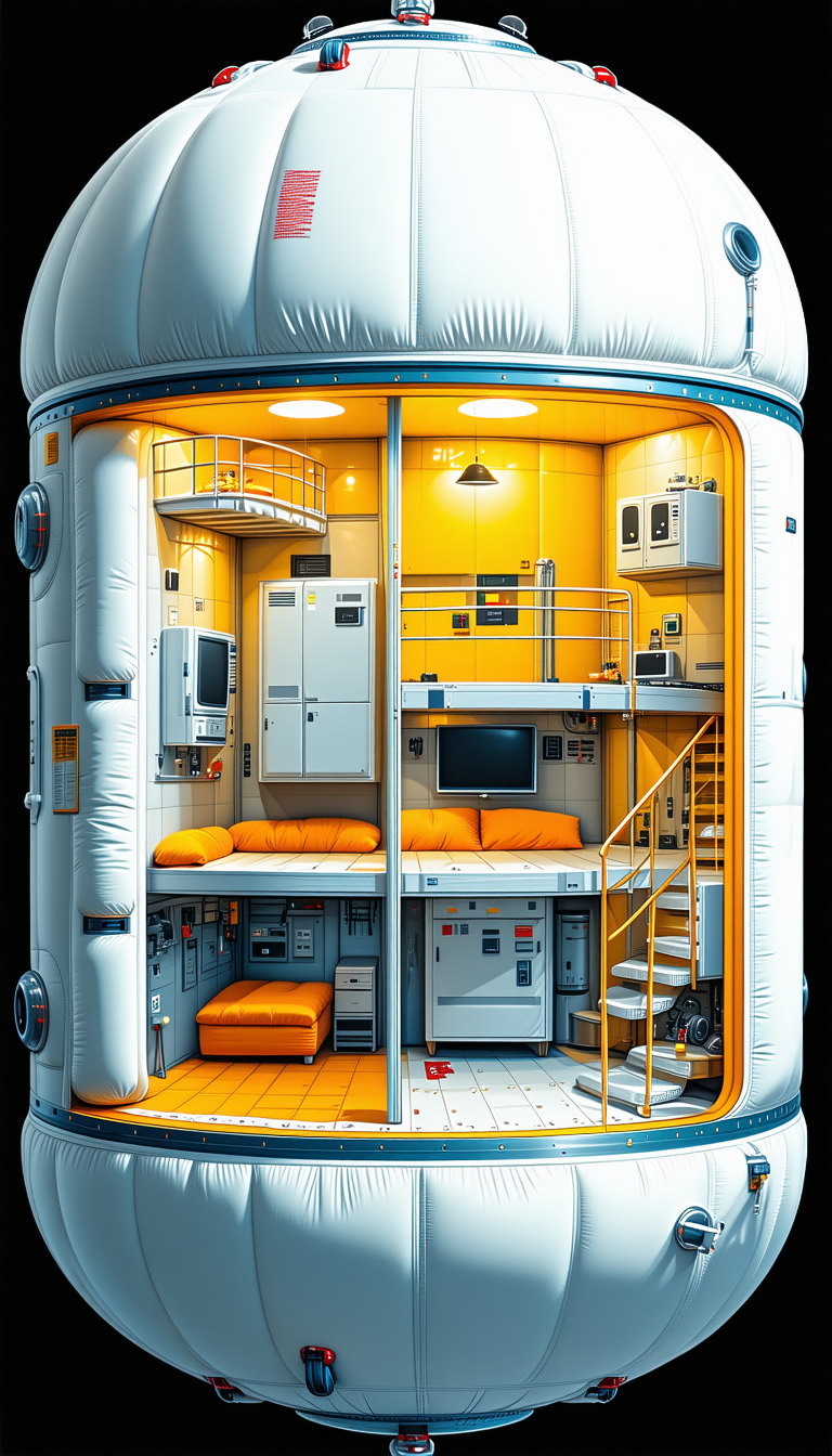 In This Image, There Is A Large, Futuristic Space Station With A Variety Of Rooms And Features