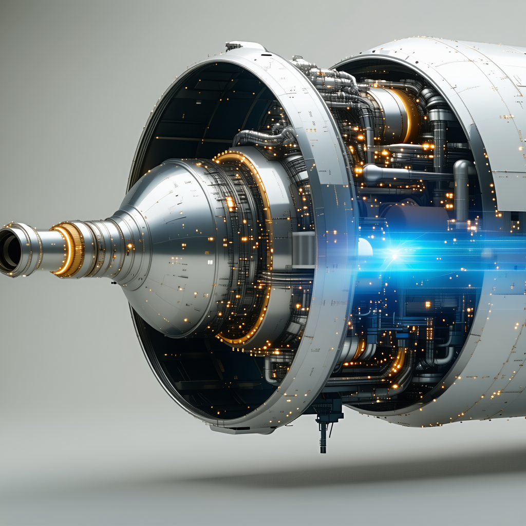 A Large, Futuristic-looking Engine Is Shown In A Close-up View