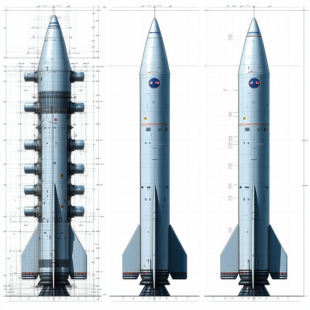 A Space Shuttle Is Shown In Three Different Stages Of Its Development