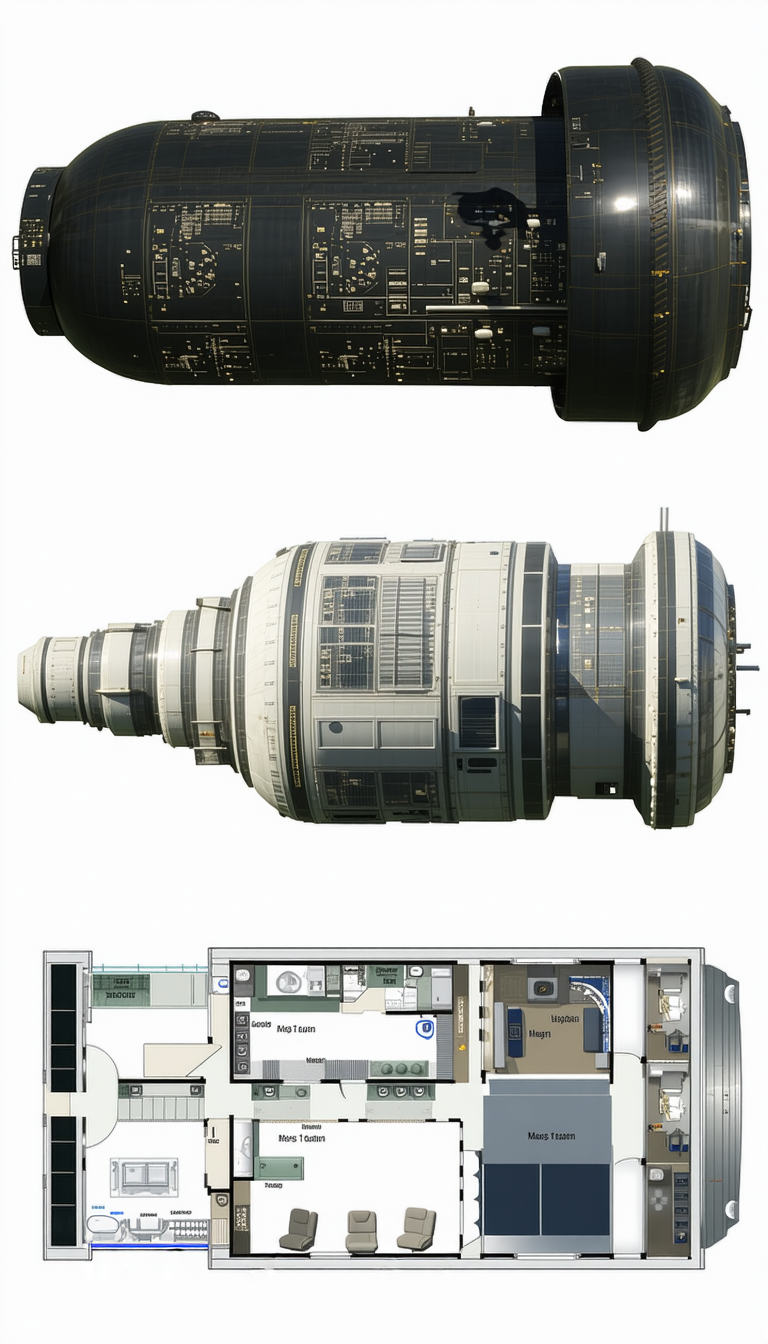 three-dimensional illustration space station
