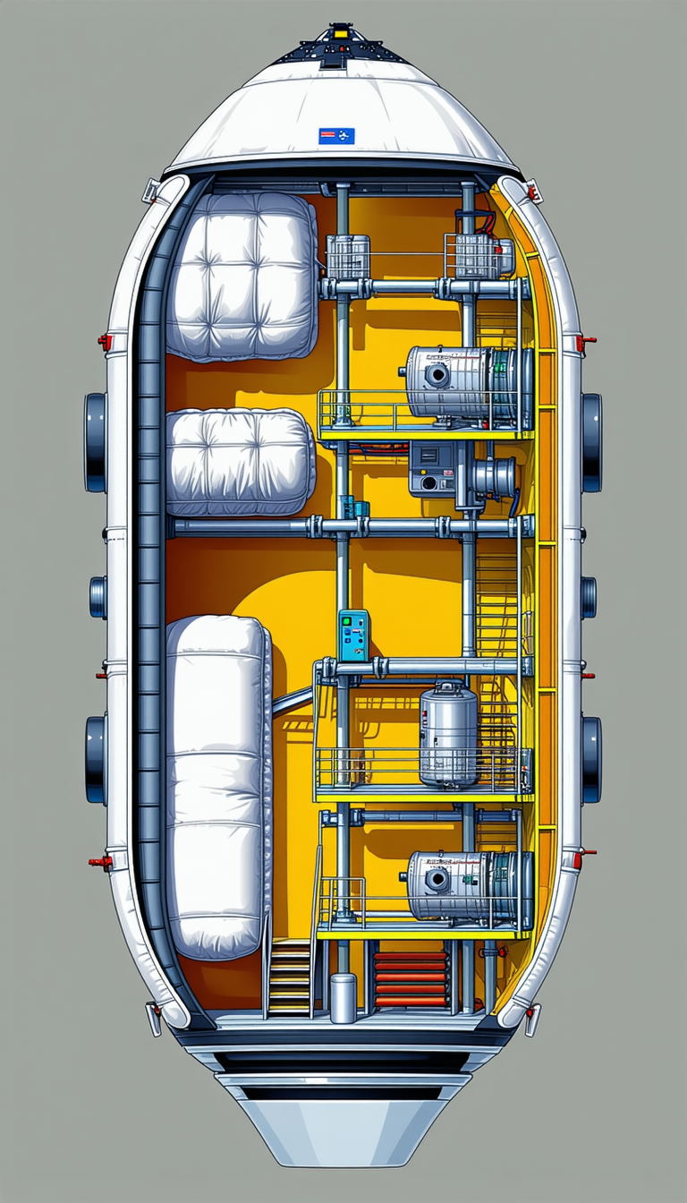 The Image Is A Cartoon Drawing Of A Large Ship With A Yellow And Orange Color Scheme