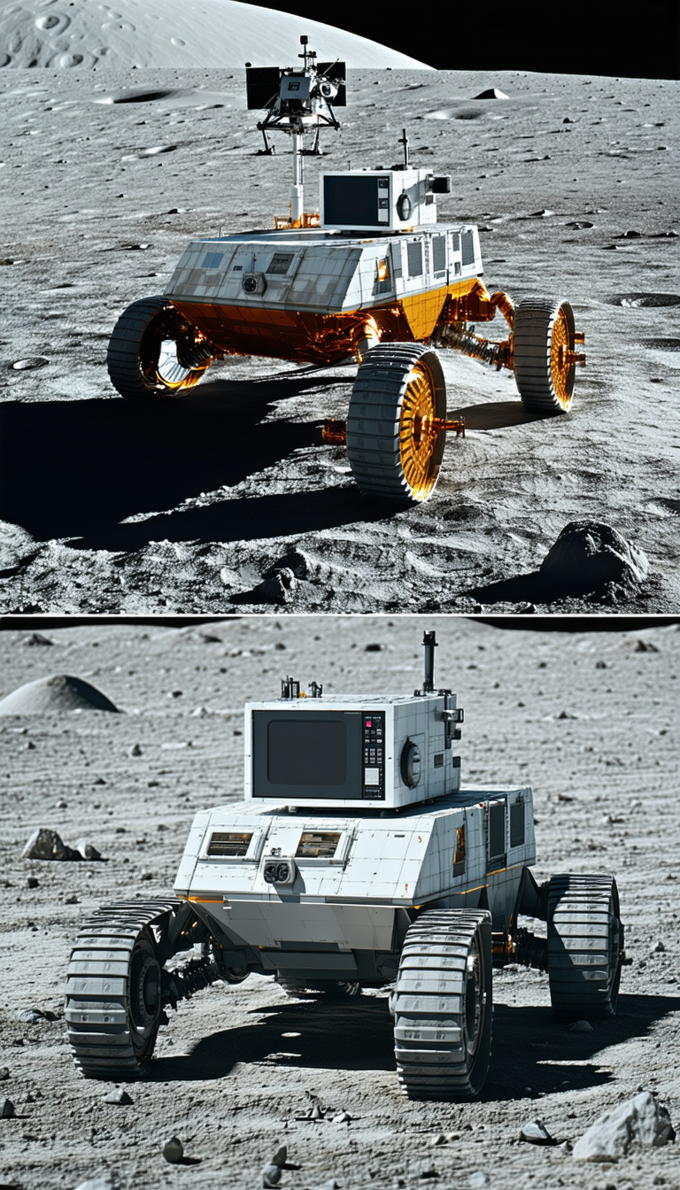 A White Robotic Vehicle With A Television Screen On Its Front, Driving On A Rocky Surface