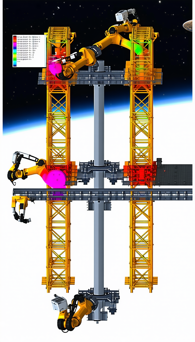 In The Image, There Are Two Large Yellow Cranes With Pink Lights On Them