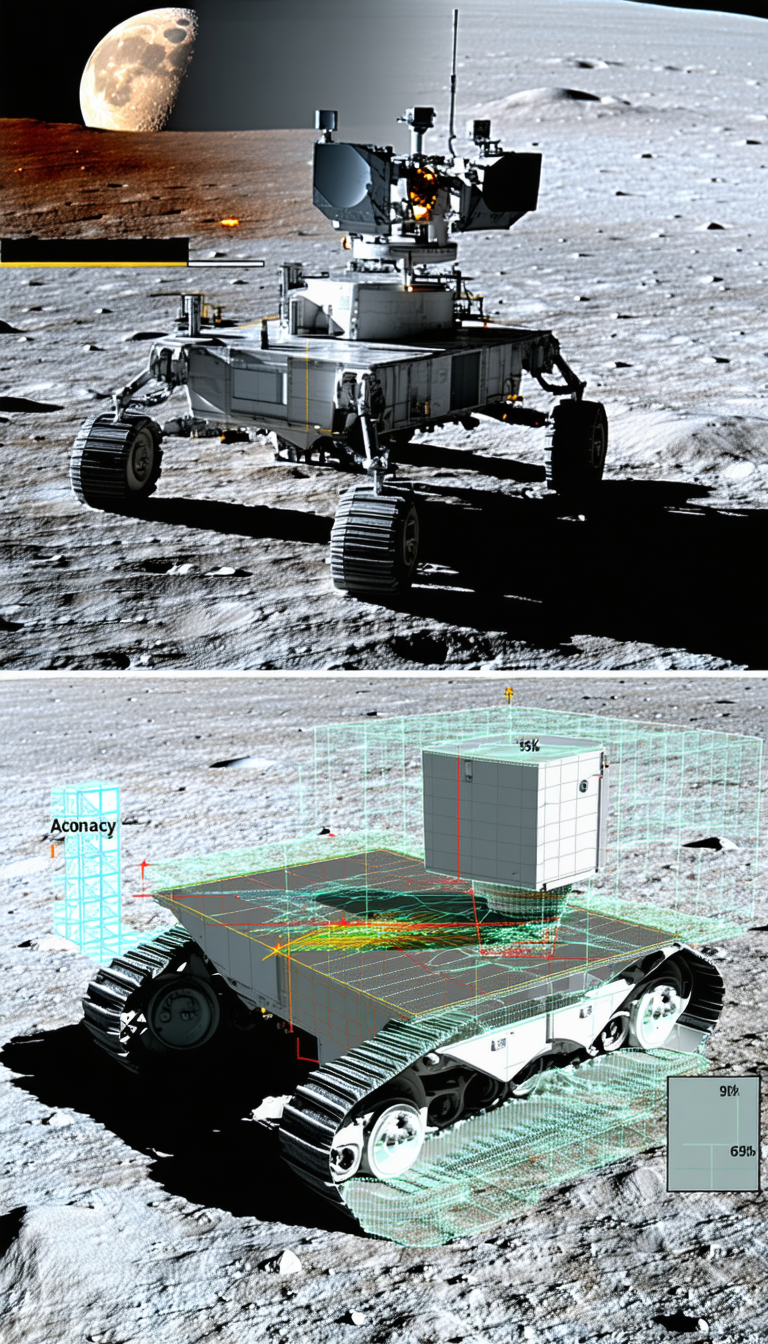 A Robotic Vehicle On A Dirt Surface, Possibly A Moon Or A Desert