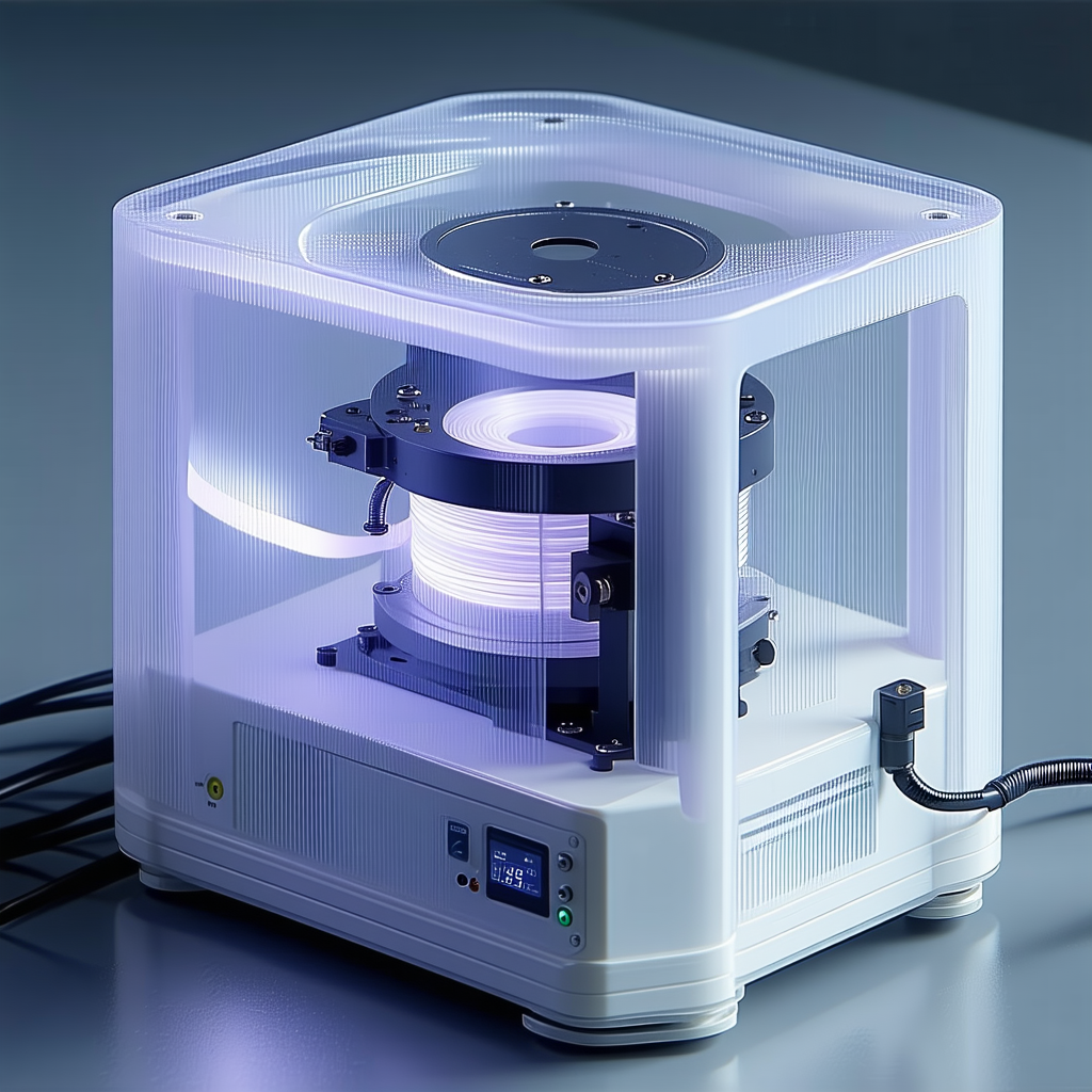 A White Machine With A Blue Light On Top Of It