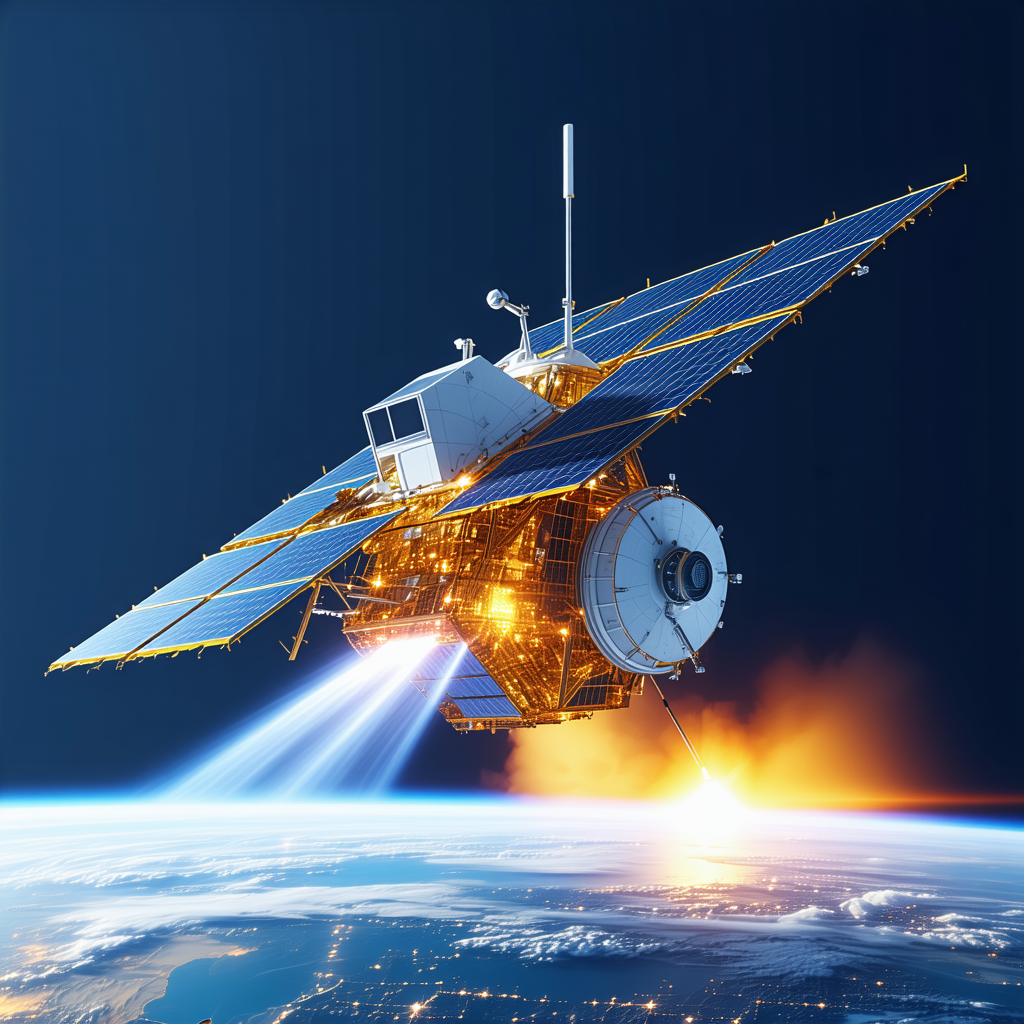A Spacecraft With A Large Dome On Top, Flying Through The Sky