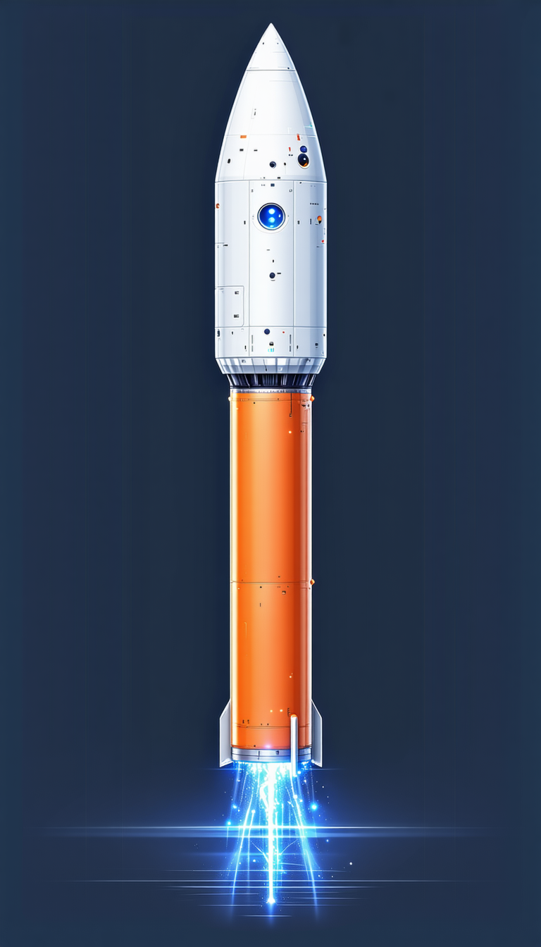 The Image Is A Colorful Illustration Of A Rocket Ship, Which Is The Main Focus Of The Scene