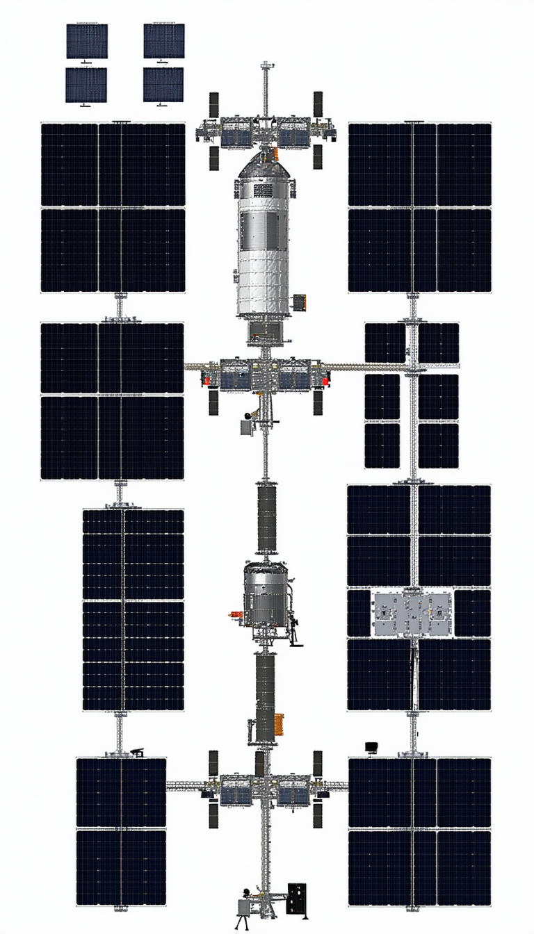 large spacecraft shown white drawing