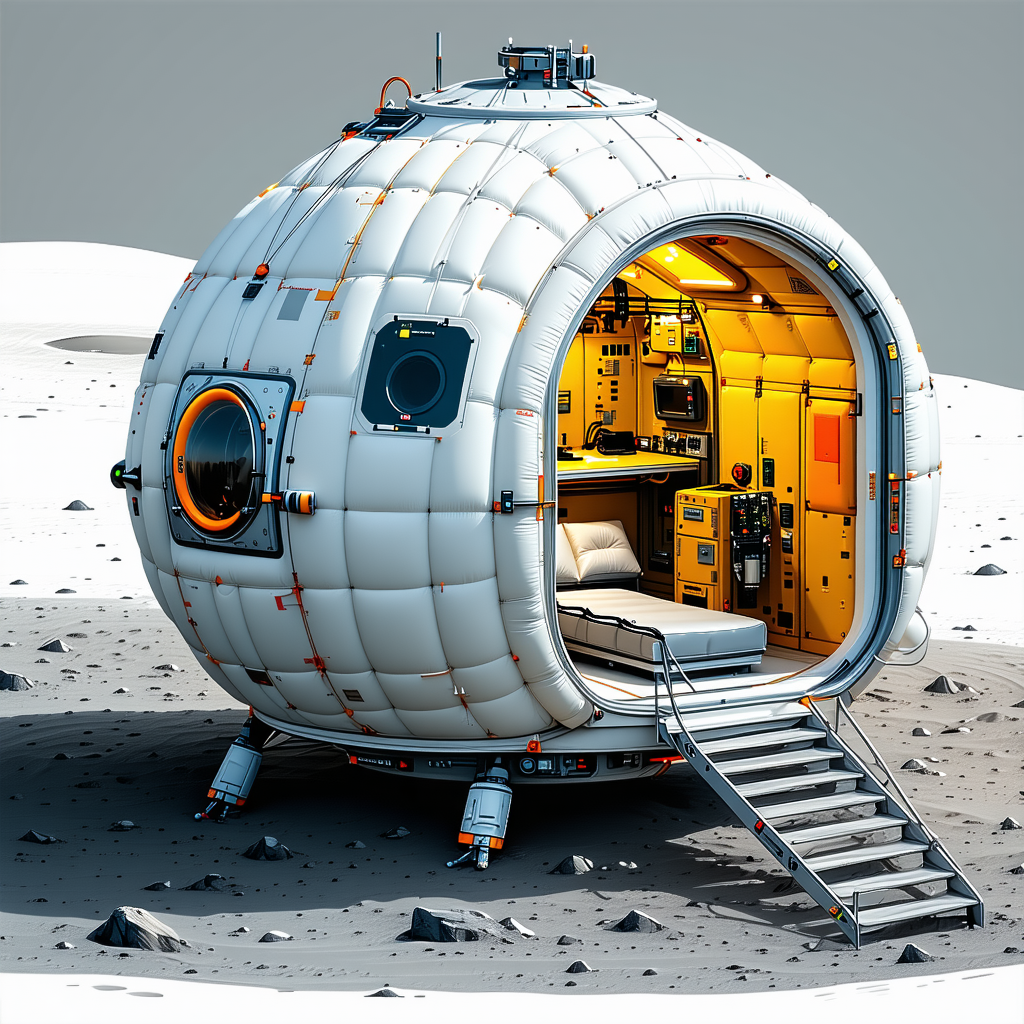 A Futuristic Spacecraft With A Large White Dome On Top