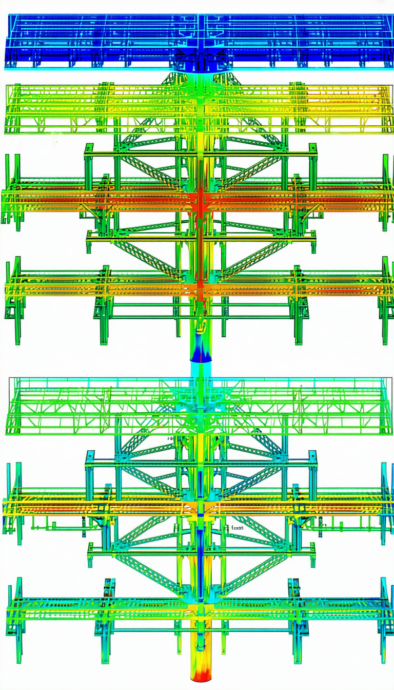 The Image Is A 3d Model Of A Large Structure, Possibly A Bridge Or A Building