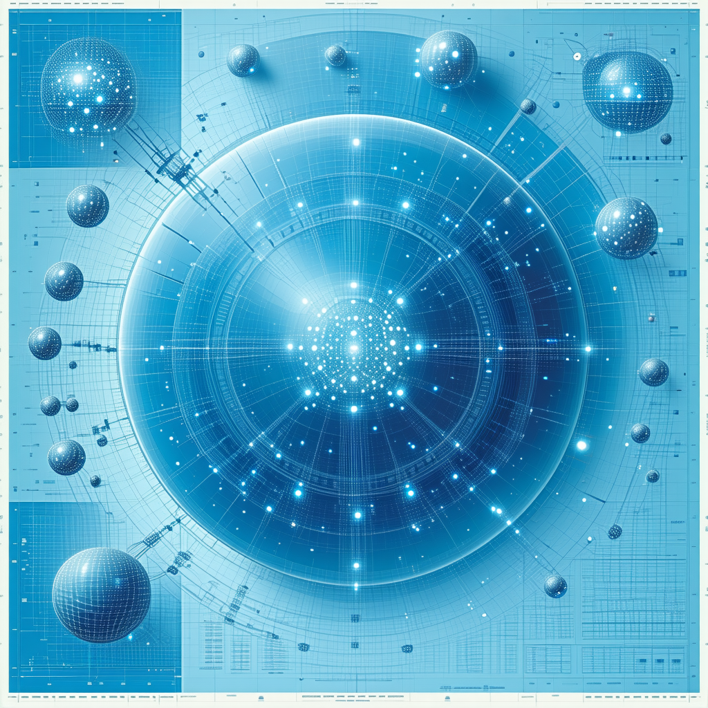 The Image Is A Blue And White Drawing Of A Space Station