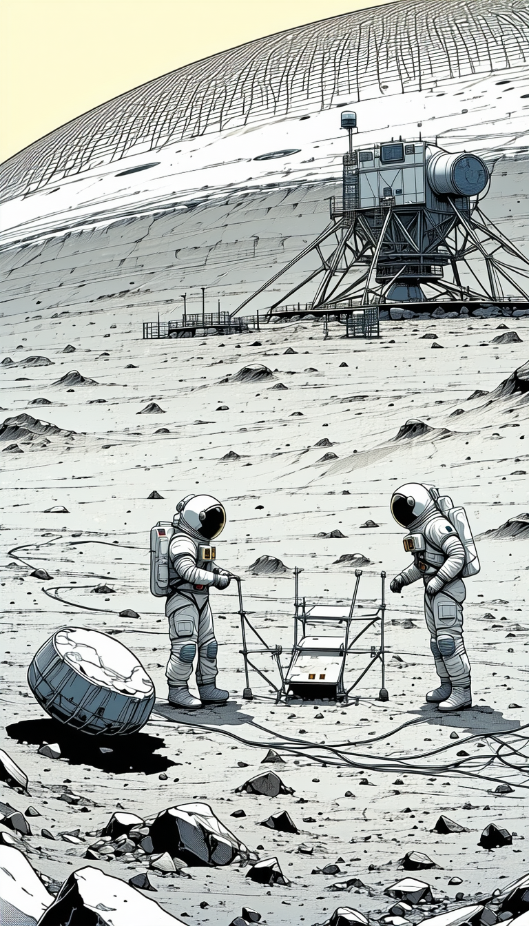 In The Image, There Are Two Astronauts Standing On A Barren