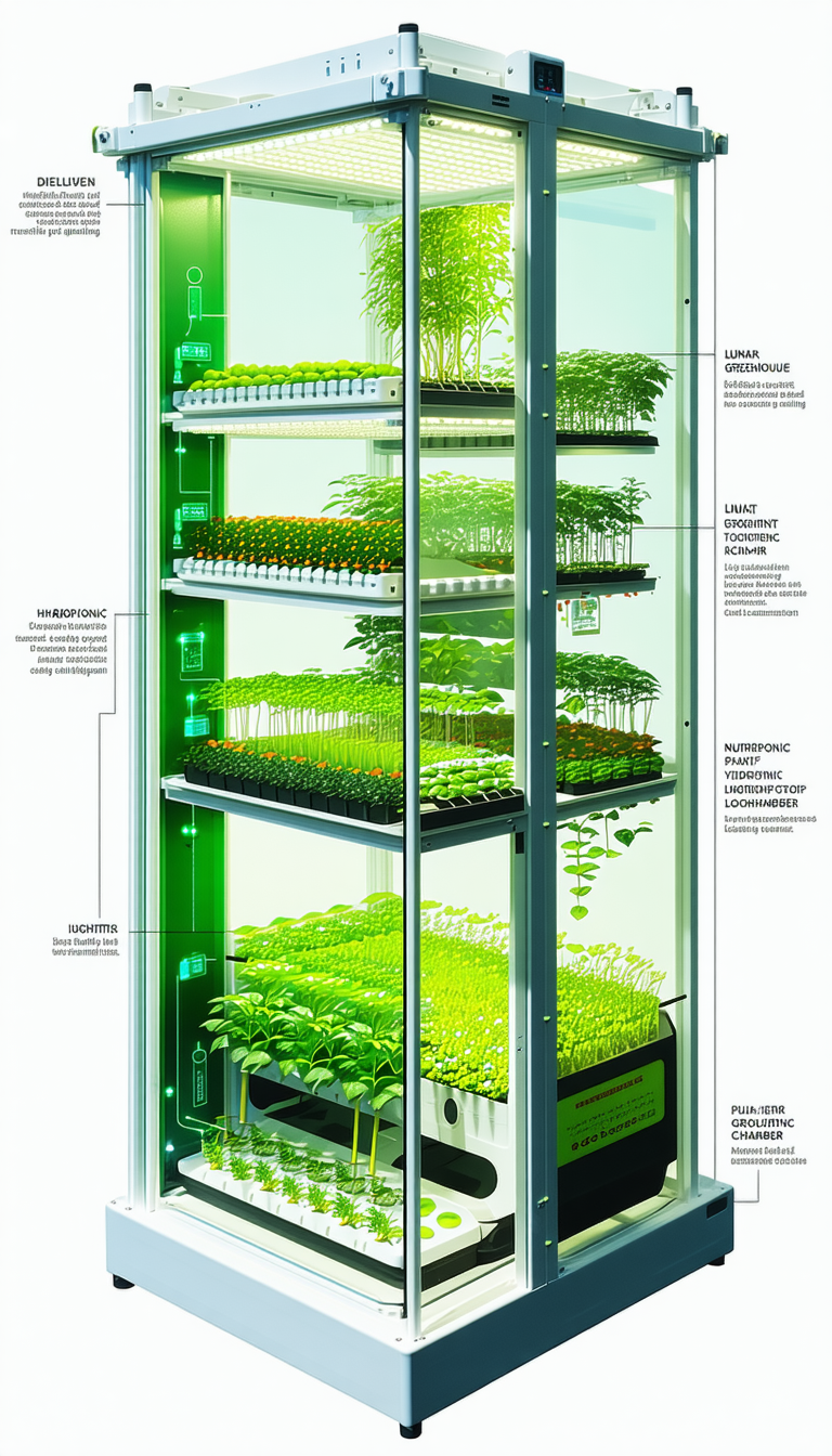 A Large Display Case Is Filled With Various Plants, Including A Large Number Of Potted Plants