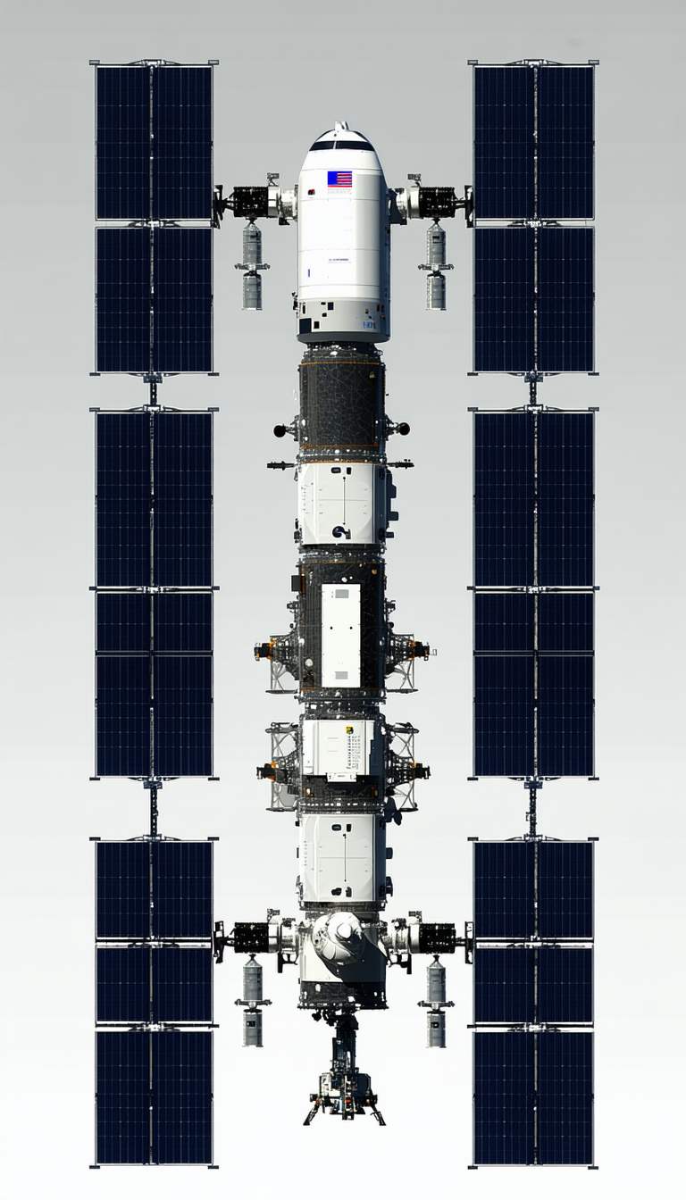 A Large Spacecraft With A Long