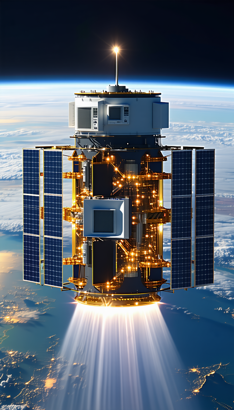 A Space Shuttle With A Large Satellite On Top Of It