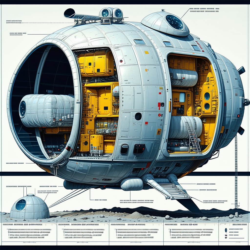 A Large, Round Spacecraft Is Shown In A Detailed Illustration
