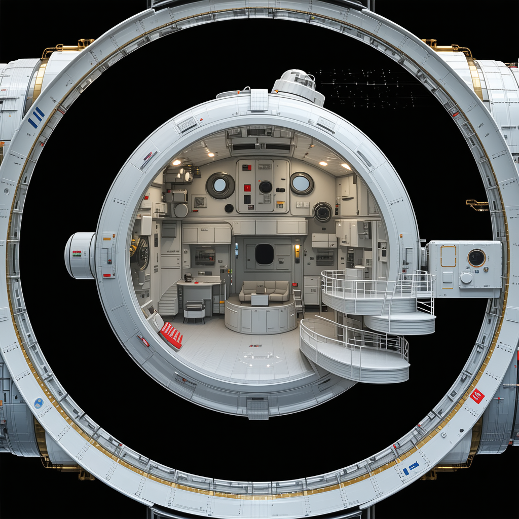 In The Image, There Is A Large White Spacecraft With A Circular Doorway
