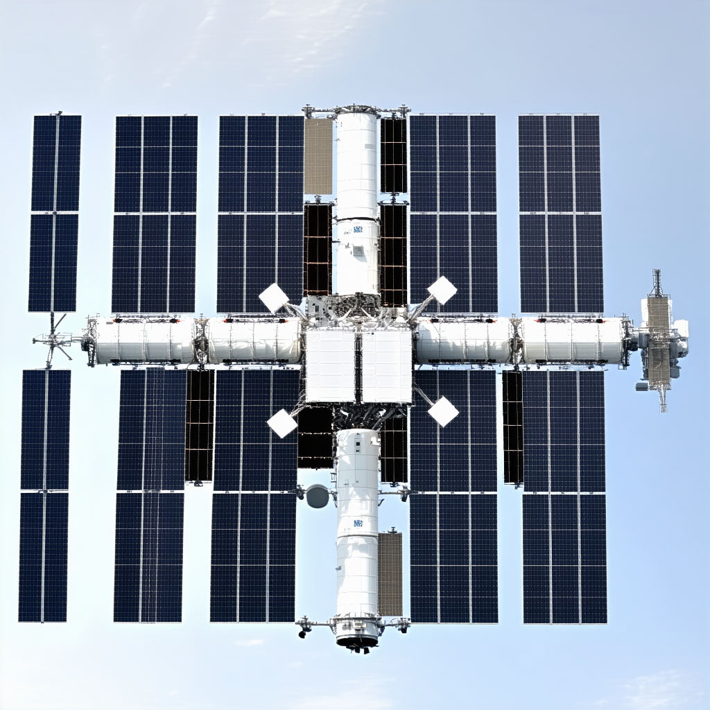 A Large Satellite With A Solar Panel Array On Its Side