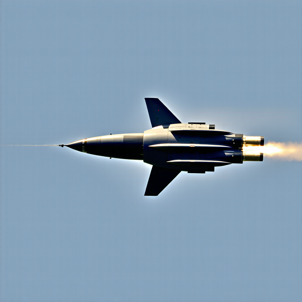 A Fighter Jet Is Flying Through The Sky, Leaving A Trail Of Smoke Behind It