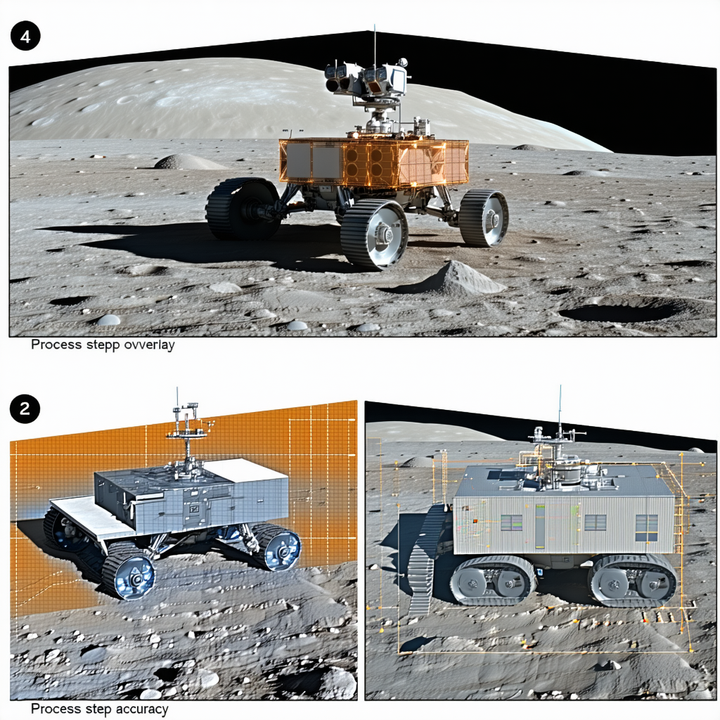The Image Is A Series Of Three Pictures Showing A Robotic Vehicle On The Moon