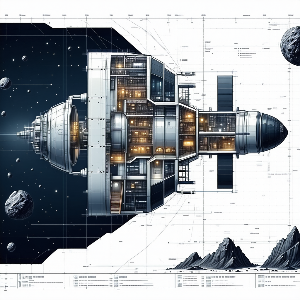 detailed drawing spacecraft