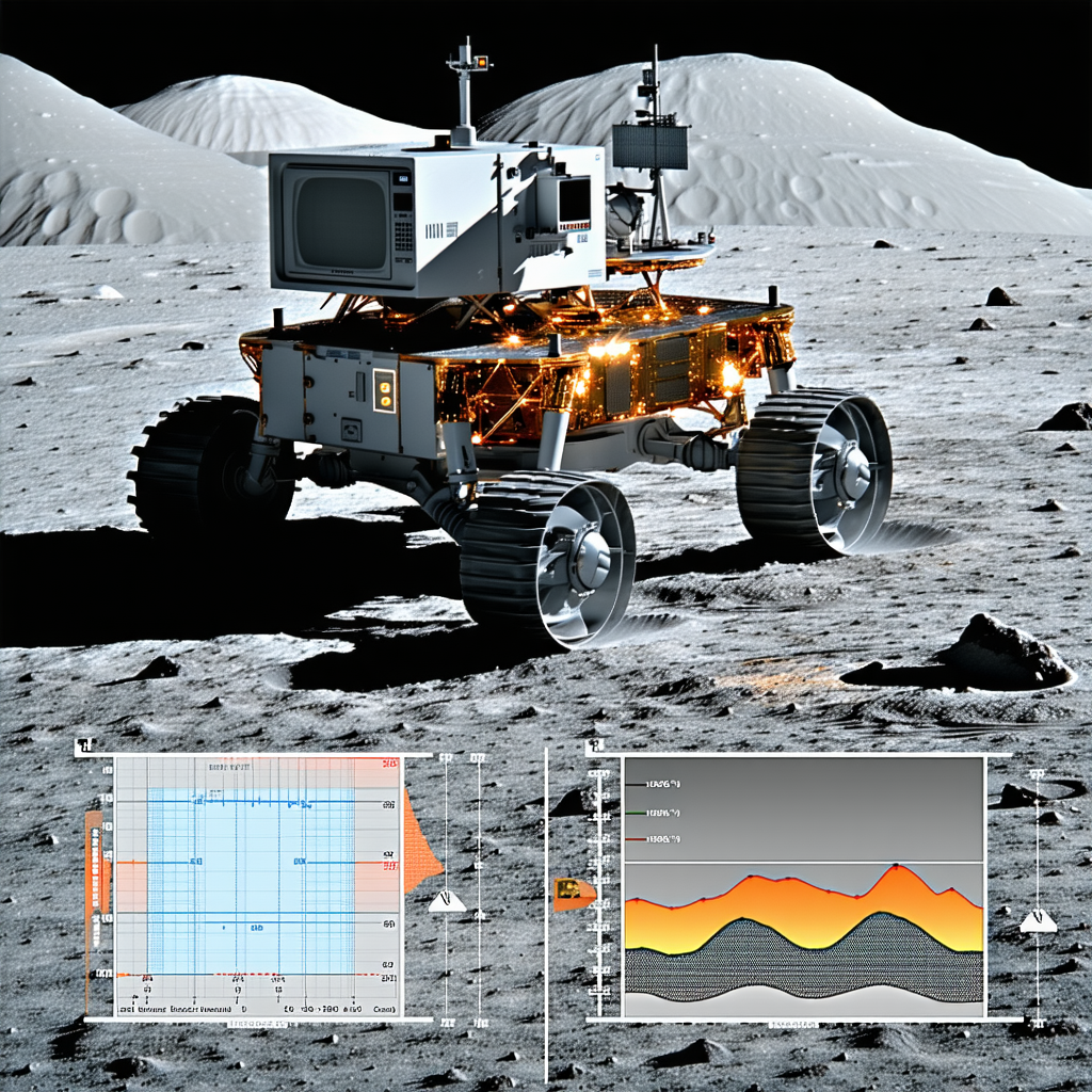 A Robotic Vehicle Is Parked On The Moon, With A Television Screen Mounted On Its Front