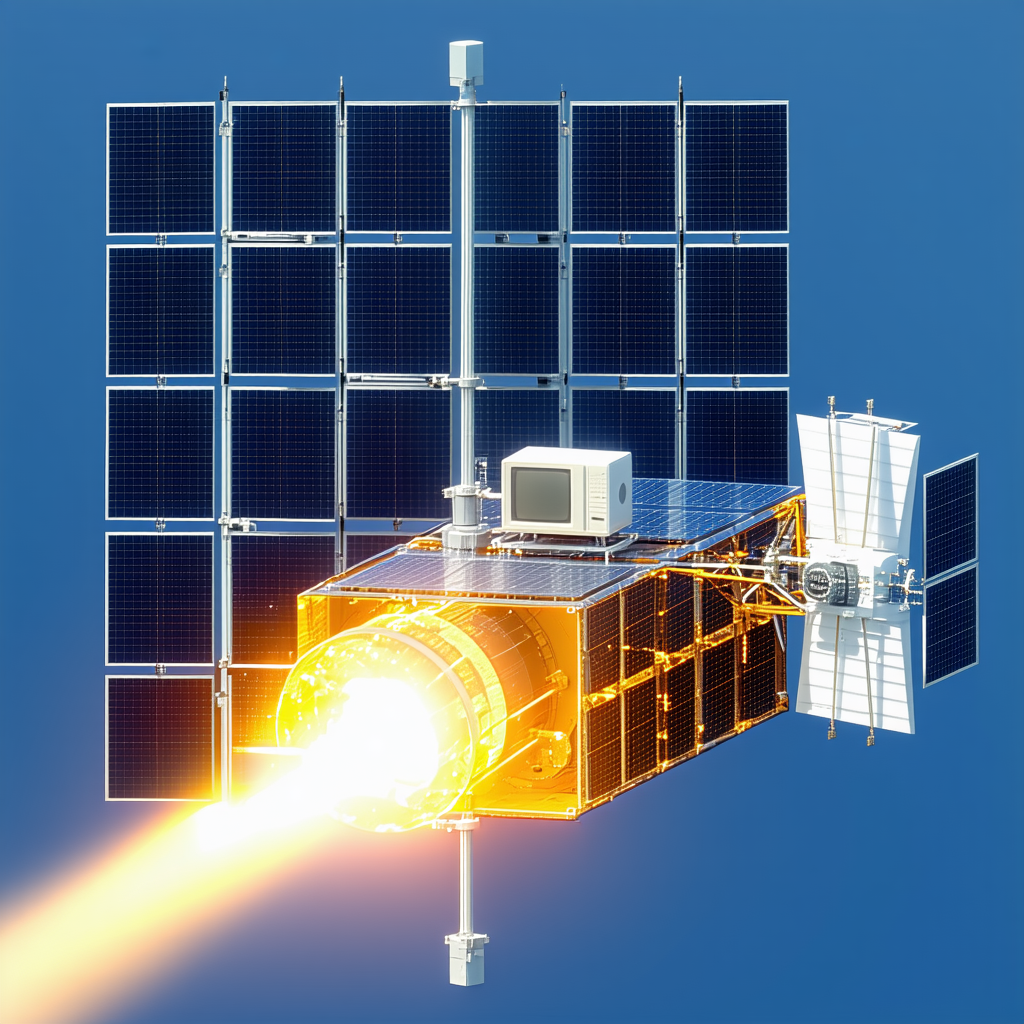 A Spacecraft With A Large, Bright Light Coming Out Of It