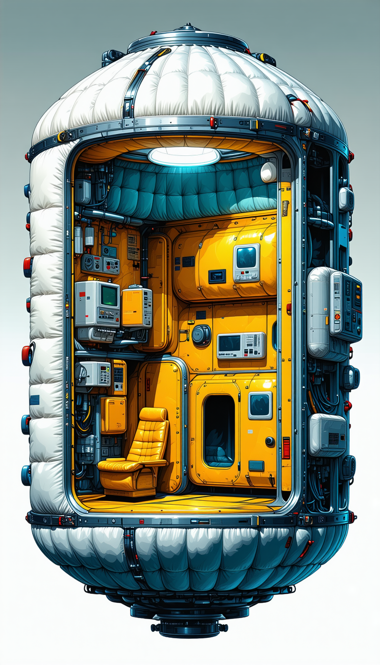 In The Image, There Is A Large, Yellow Spacecraft With A Futuristic Design
