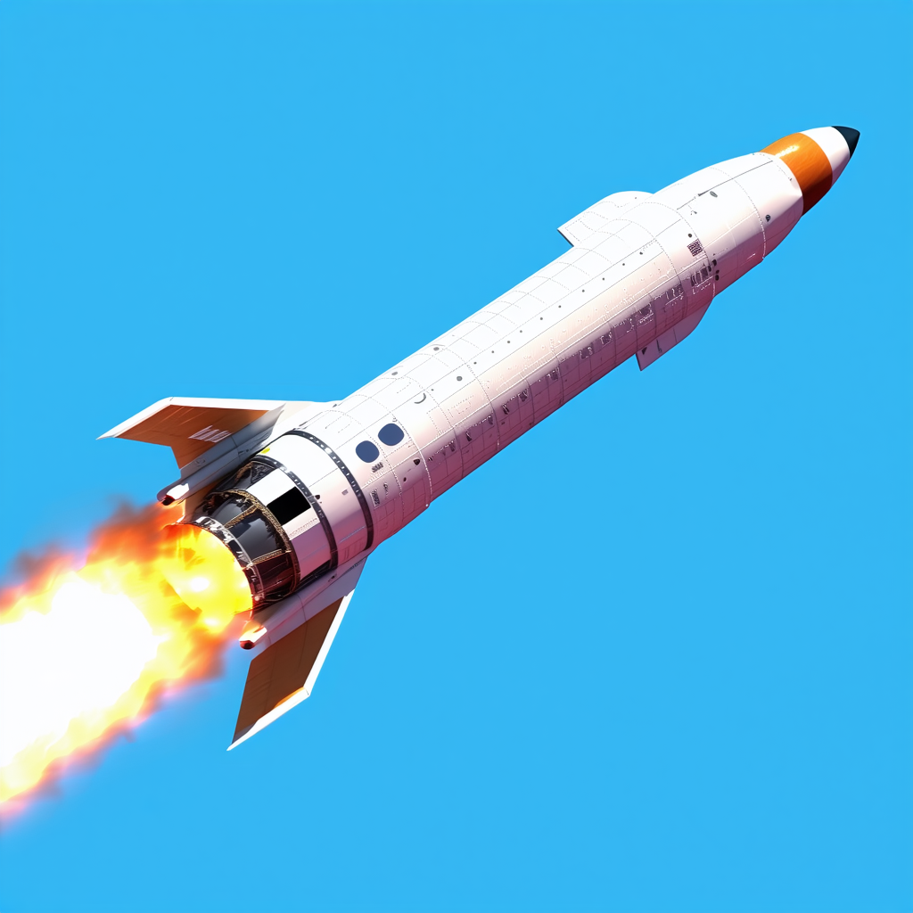 A Rocket Is Flying Through The Sky, Leaving A Trail Of Smoke Behind It
