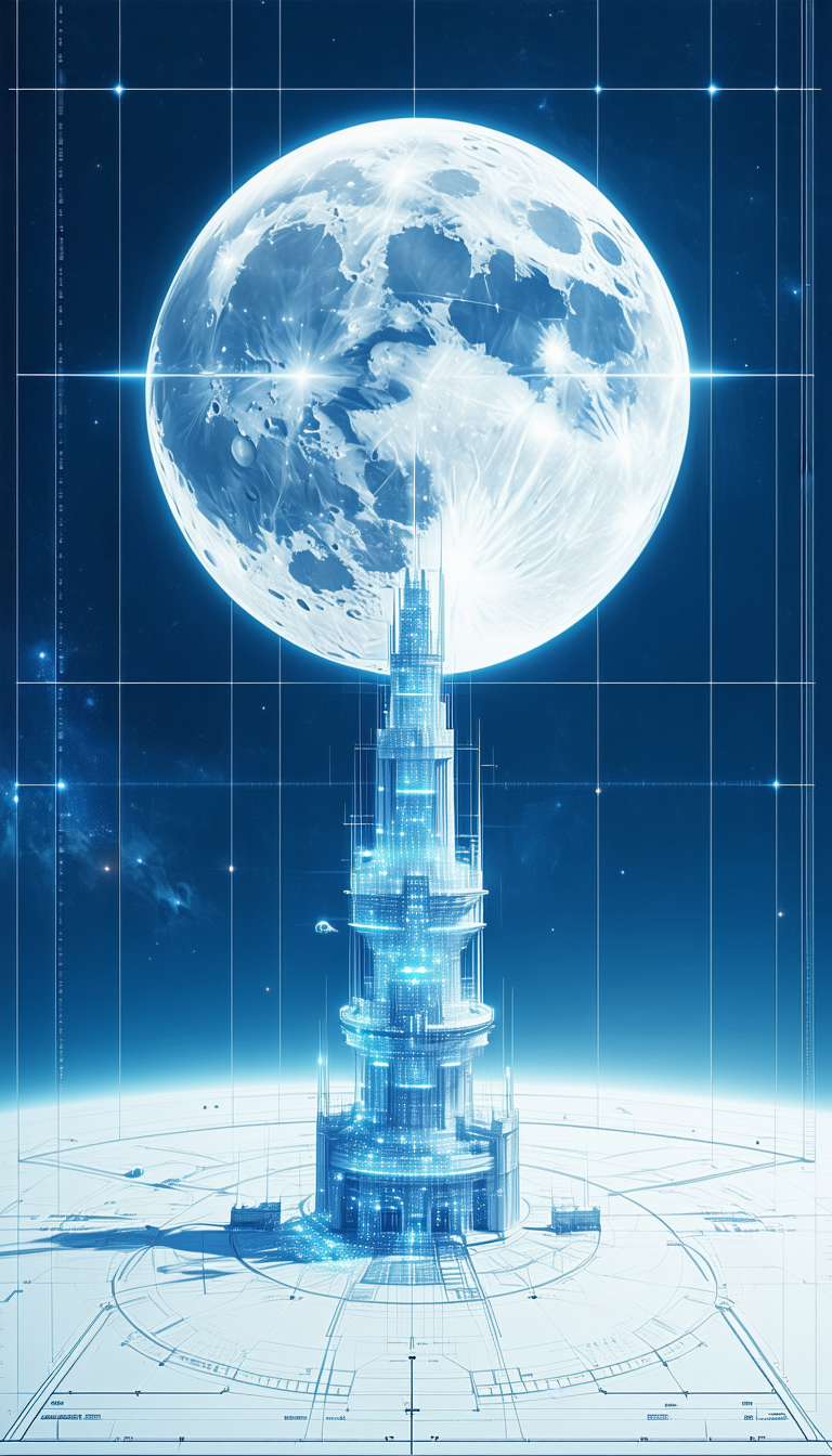 A Large, Futuristic Building Is Shown In A Blue And White Color Scheme