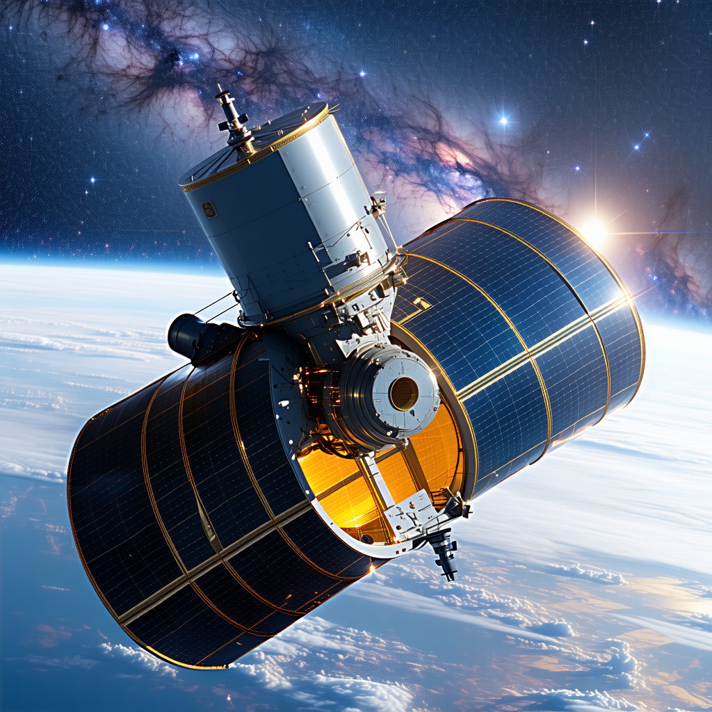 A Spacecraft With A Large Dome On Top, Flying Through The Sky
