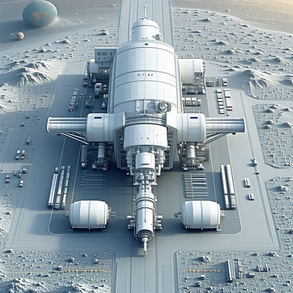 A Large White Spacecraft Is Parked On A Landing Pad